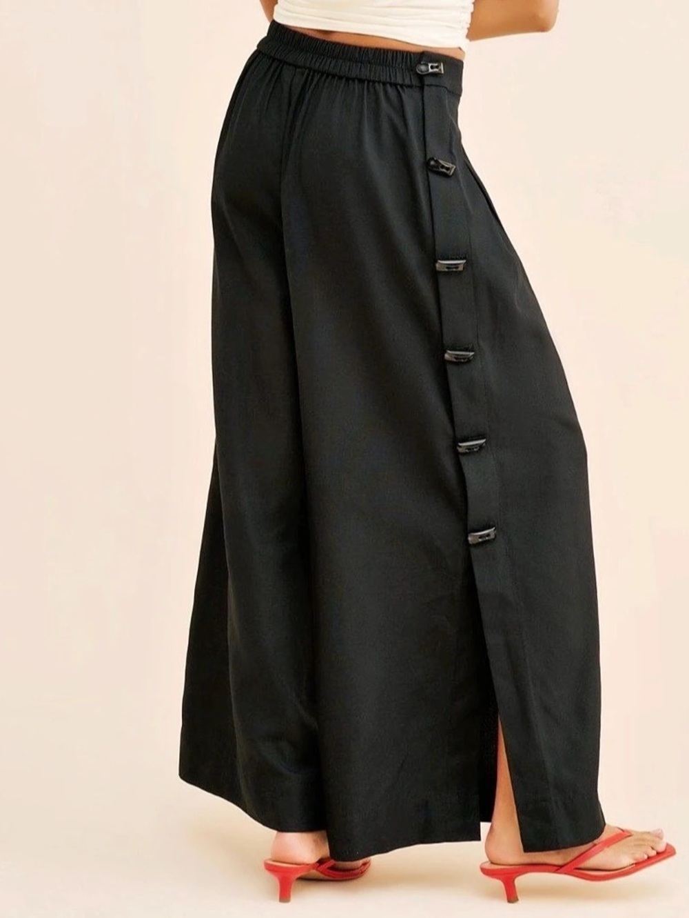 Farm Rio Black Wide Leg Pants - Picture 2 of 6
